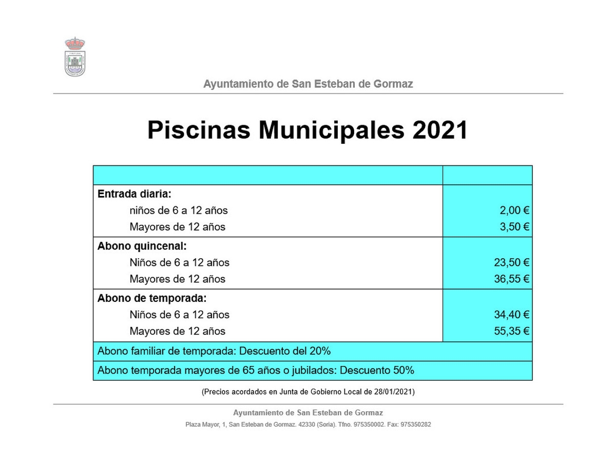 Entradas / abonos Piscinas 2021