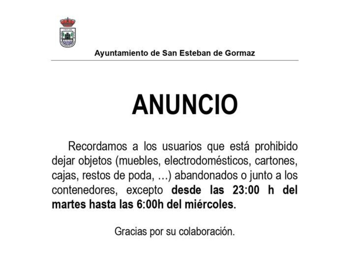 Anuncio recogida de basura