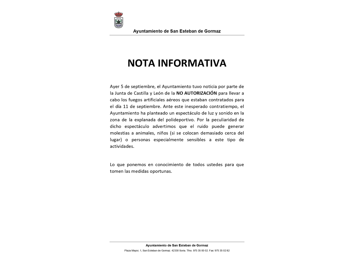 Nota informativa: espectáculo día 11