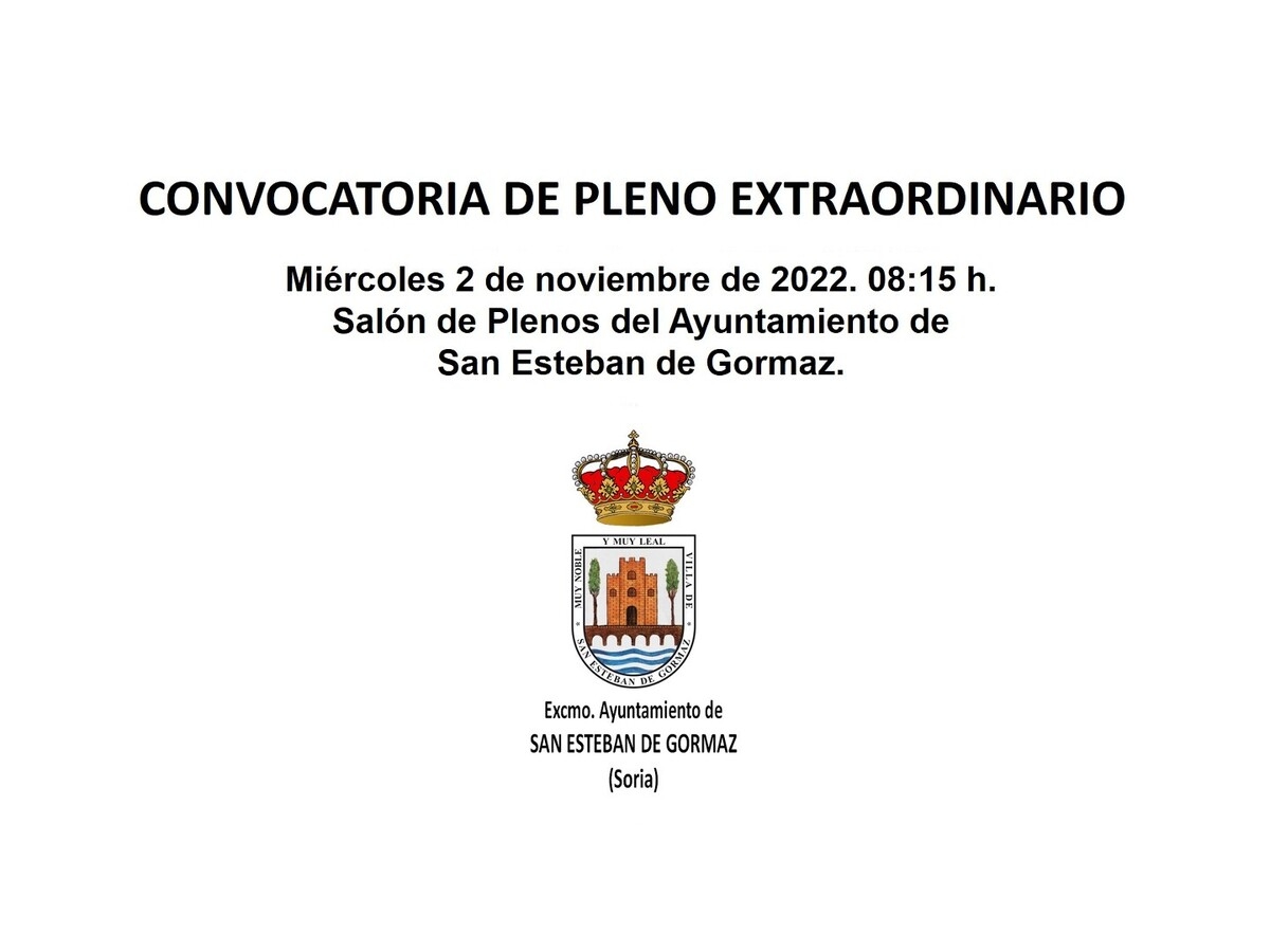 Pleno Extraordinario: 2 de noviembre