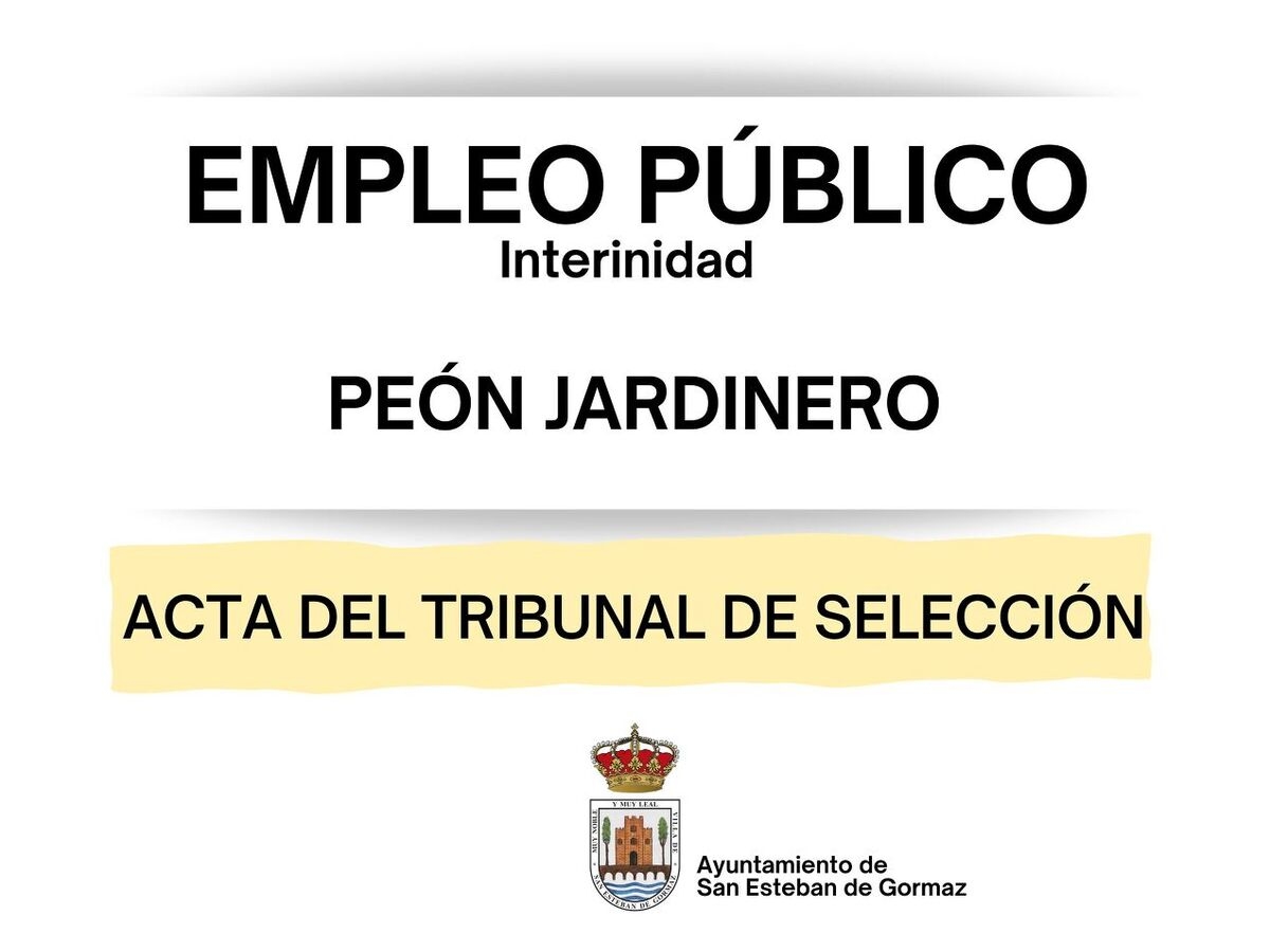 Peón Jardinero: acta del tribunal de selección