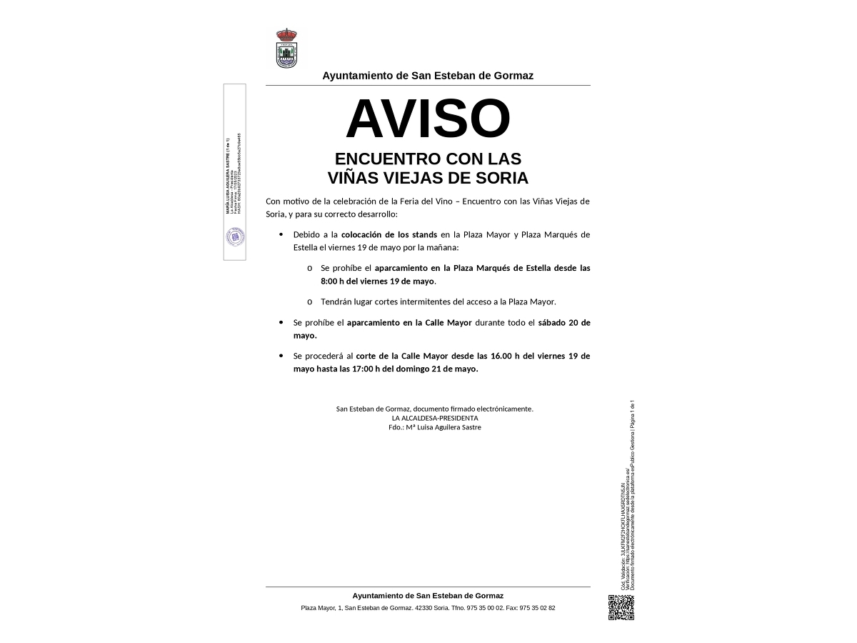Encuentro con las viñas viejas: restricciones de tráfico