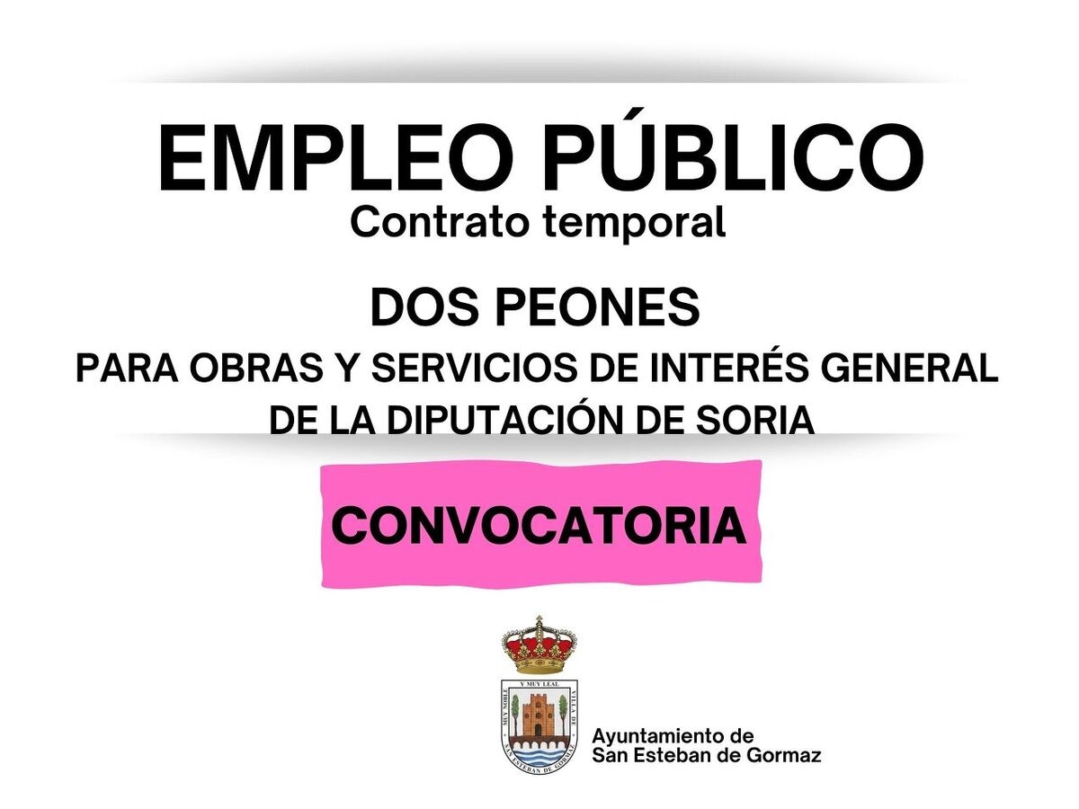 Oferta de empleo: Dos peones a jornada completa