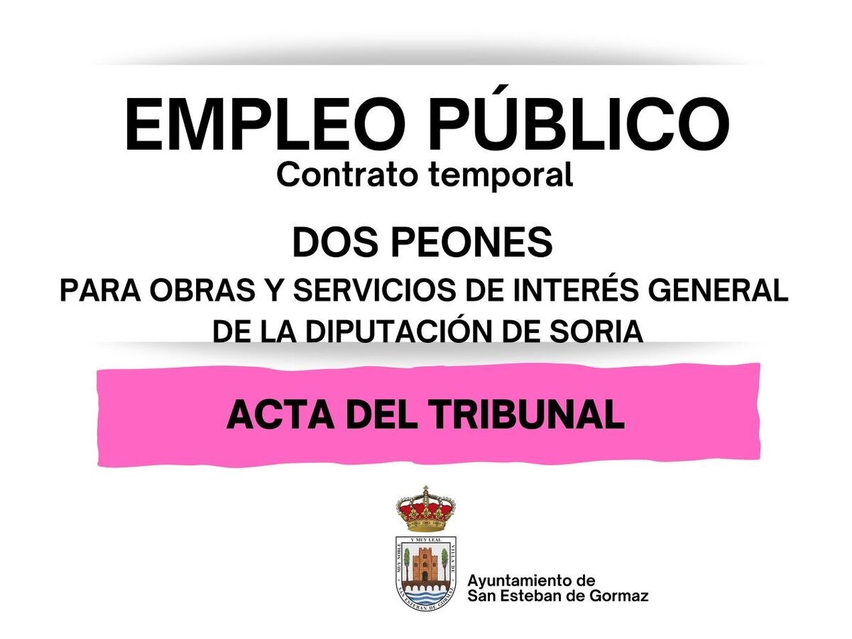 Acta del Tribunal de Selección: 2 peones