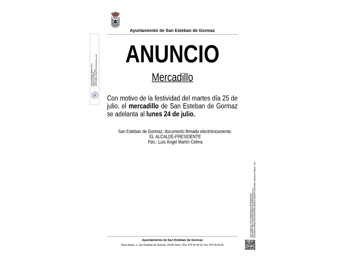 Mercadillo: 24 de julio