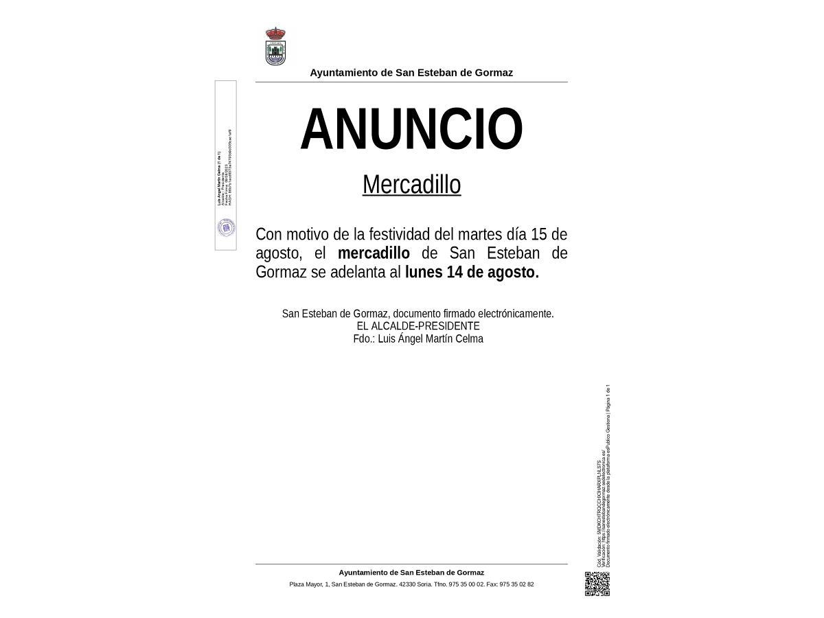 Mercadillo: 14 de agosto