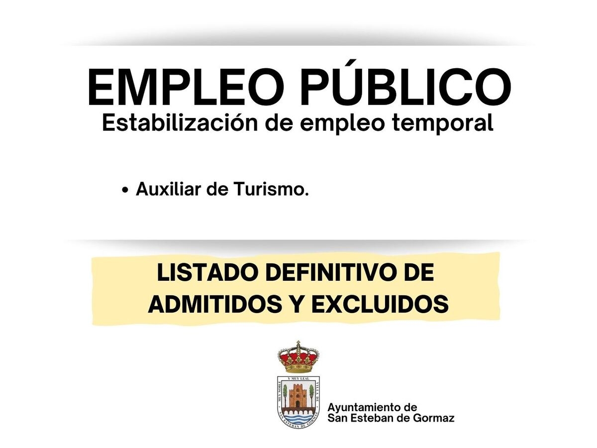 Empleo público: listado definitivo admitidos (Aux. Turismo)