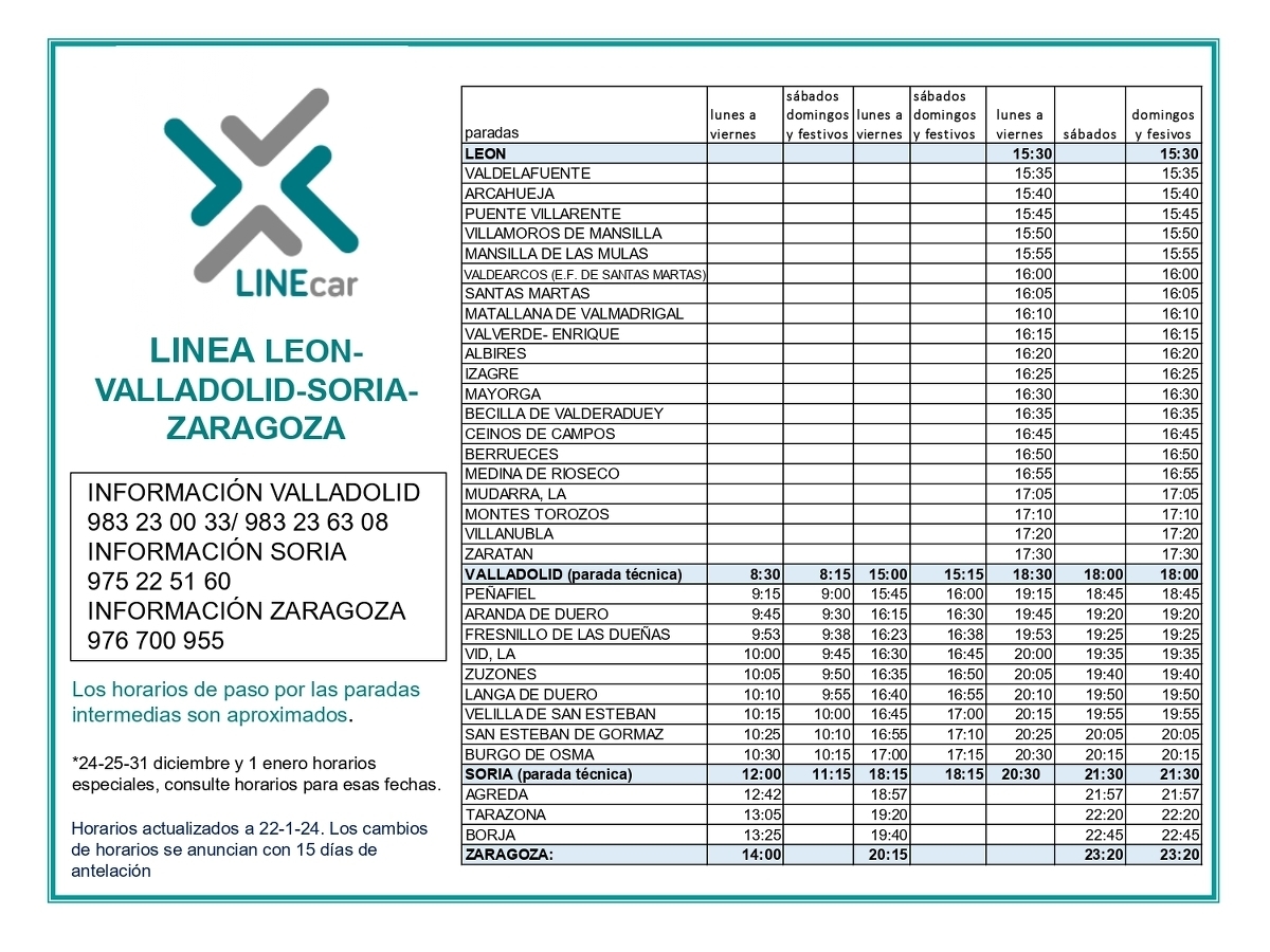 Cambio horarios línea León - Zaragoza - Imagen 2