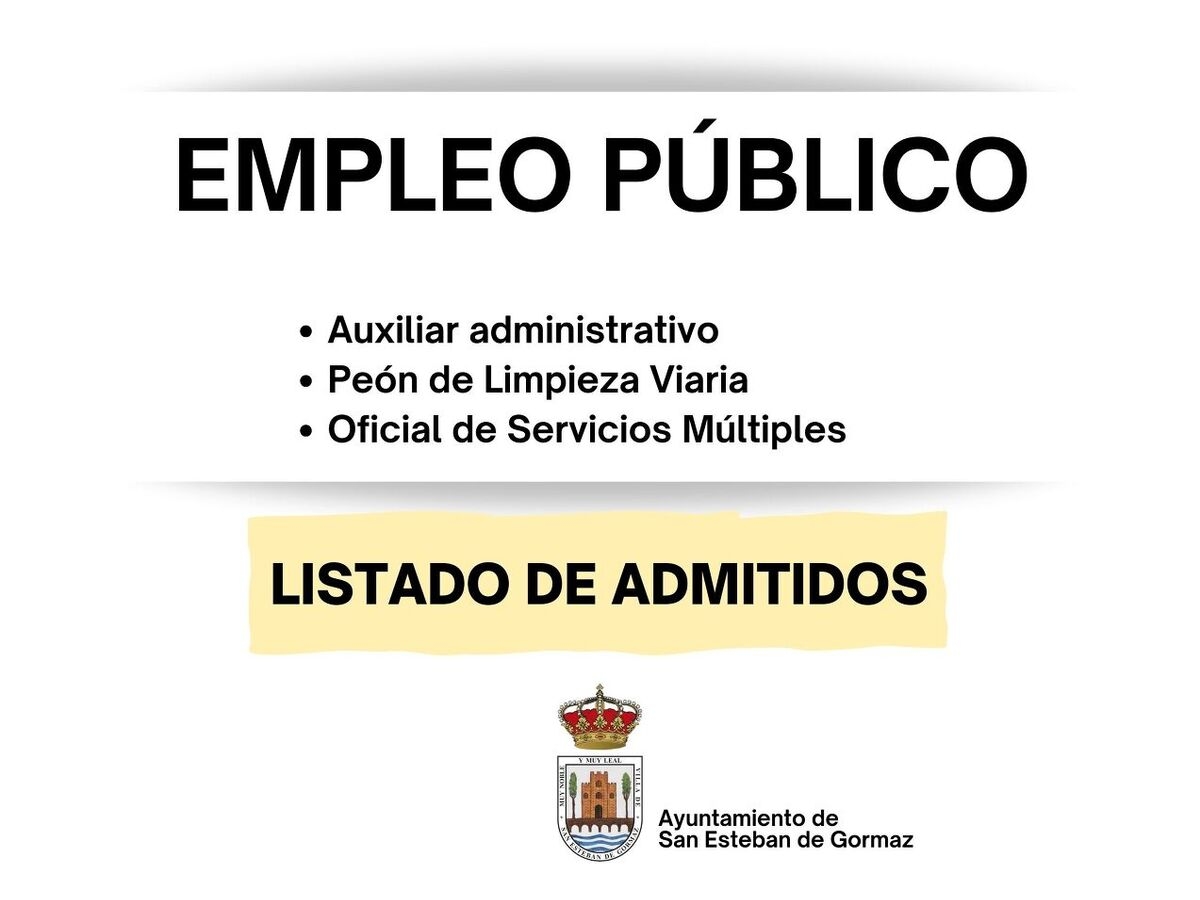 Empleo público: listado admitidos varias plazas