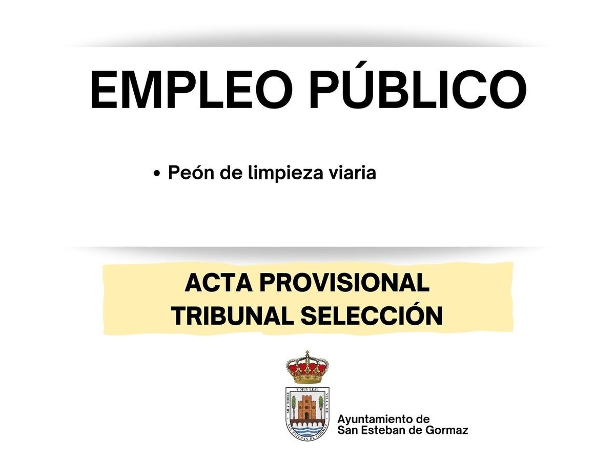 Empleo público: Acta del Tribunal de Selección - Peón de limpieza