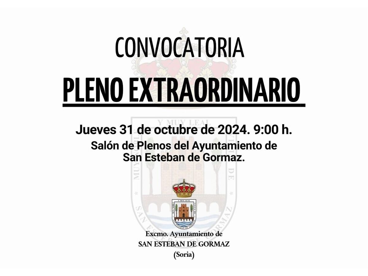 Pleno extraordinario: 31 de octubre