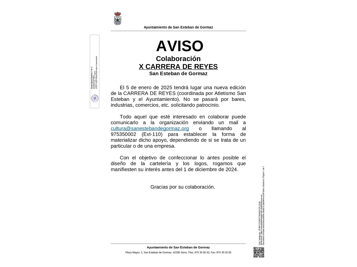 AVISO: CARRERA DE REYES
