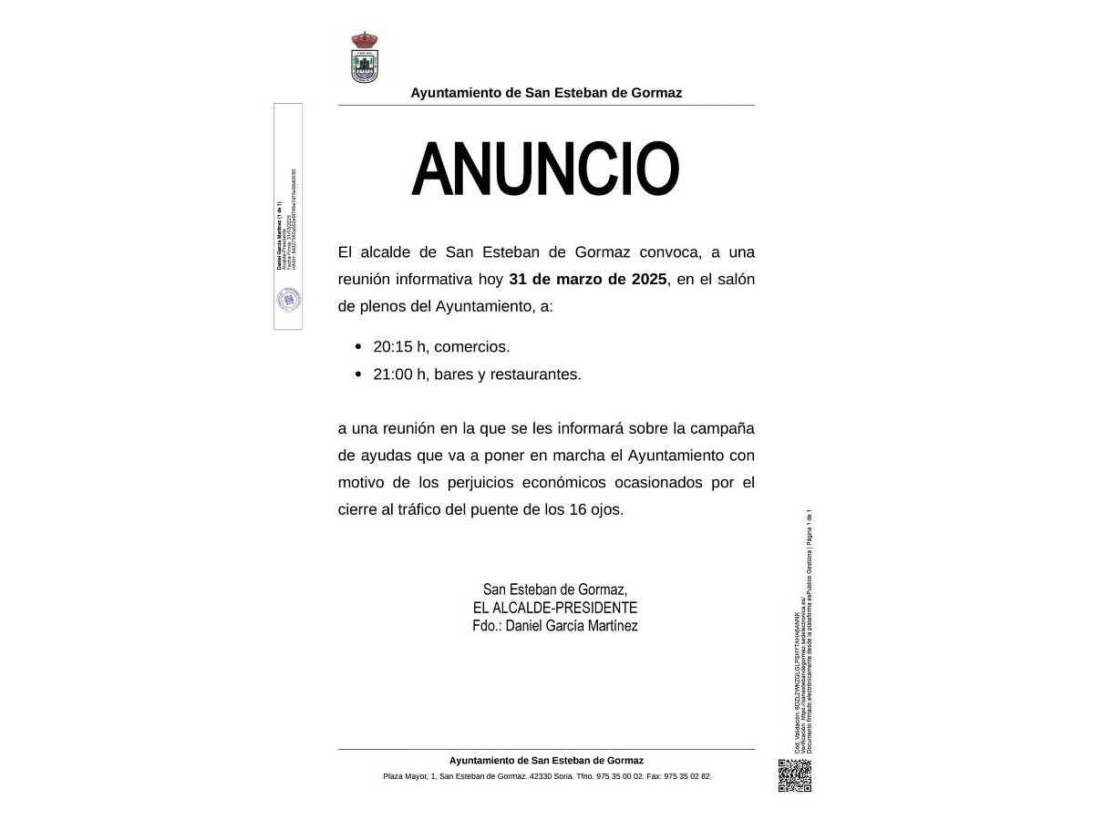 Reunión informativa para comercios y hostelería