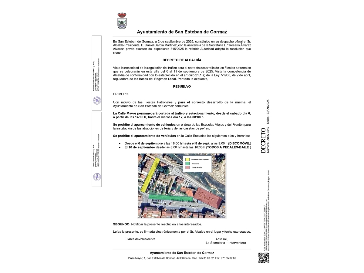 Fiestas Patronales: Restricciones a la circulación y aparcamiento