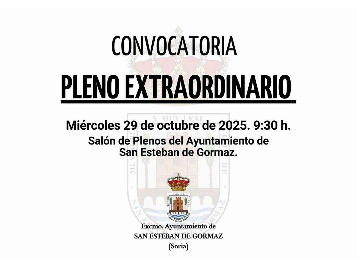 Pleno extraordinario: 29 de octubre de 2025