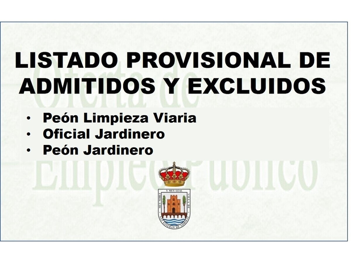 Listado provisional de admitidos y excluidos: varias plazas