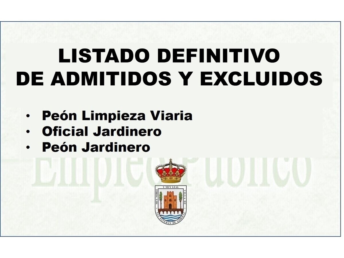 Listados definitivos aspirantes admitidos y excluidos