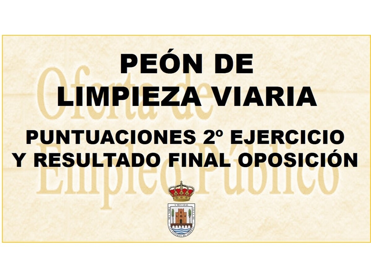 Peón de Limpieza Viaria: Resultados 2 ejercicio y Resultado Final