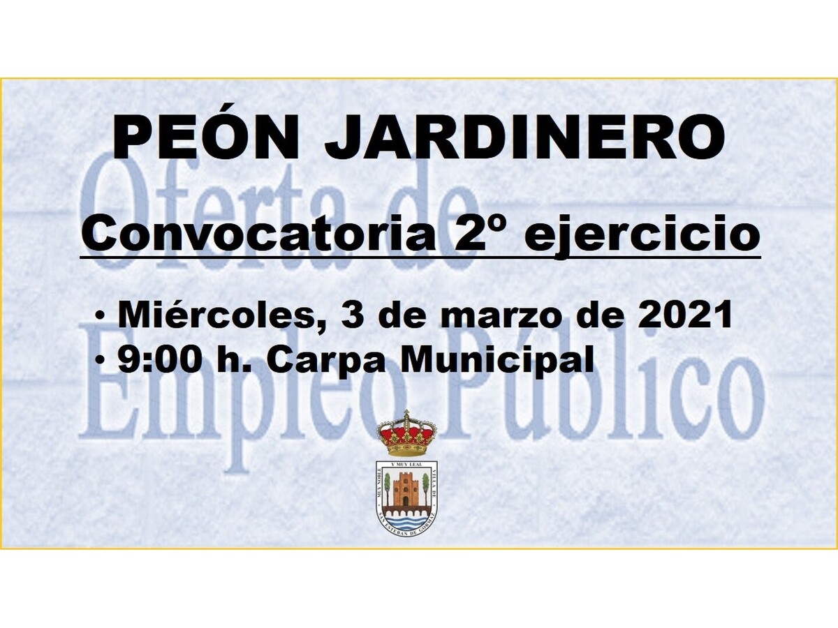Peón Jardinero: convocatoria del 2º ejercicio