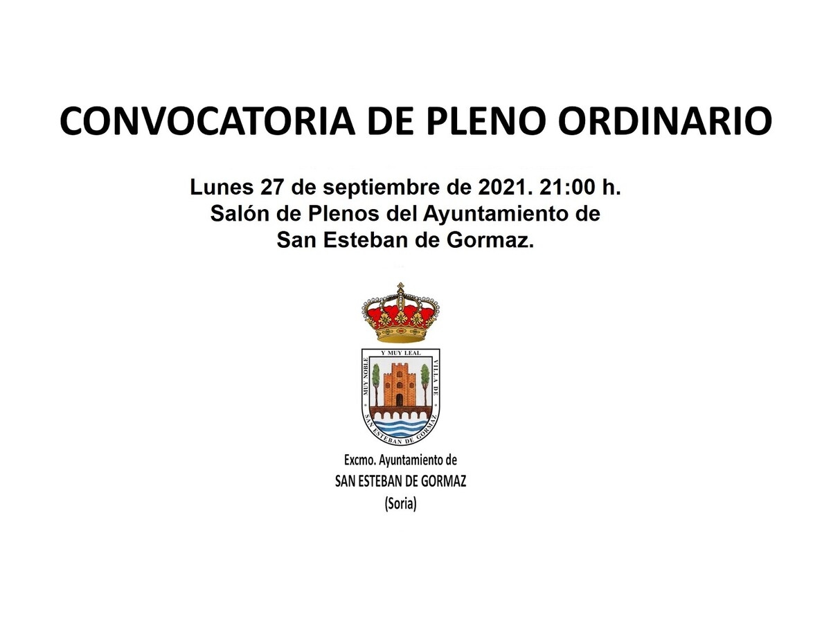 Pleno Ordinario Municipal: 27 de septiembre de 2021