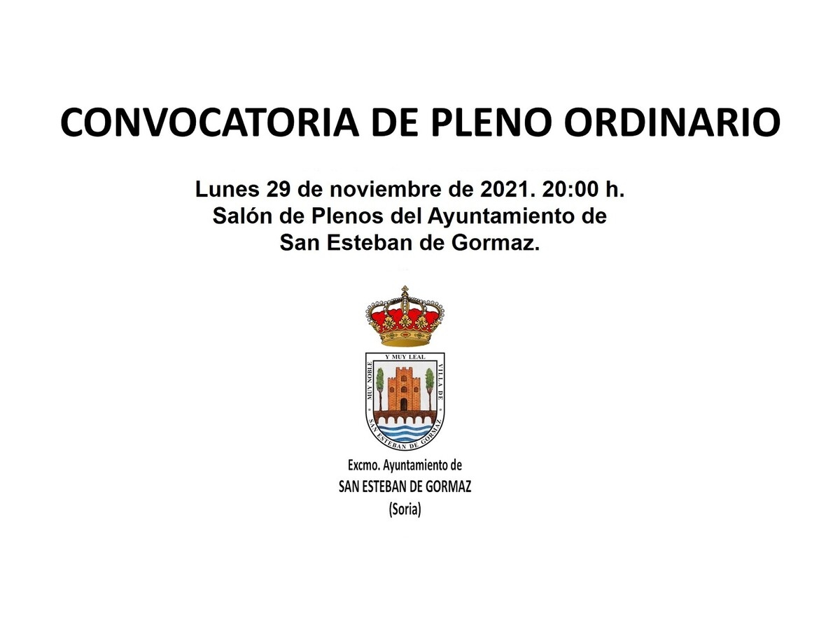 Pleno Ordinario Municipal: 29 de noviembre de 2021