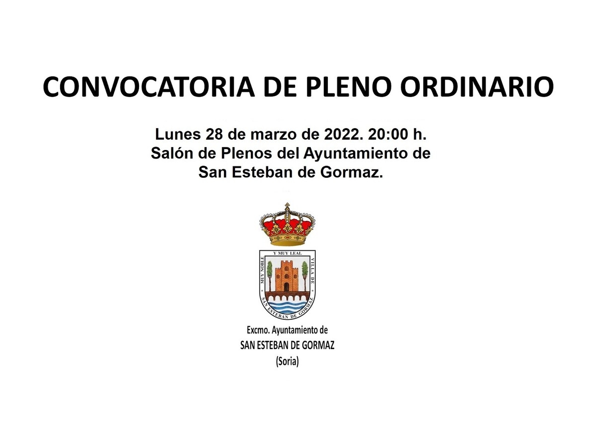 Pleno Ordinario Municipal: 28 de marzo de 2022