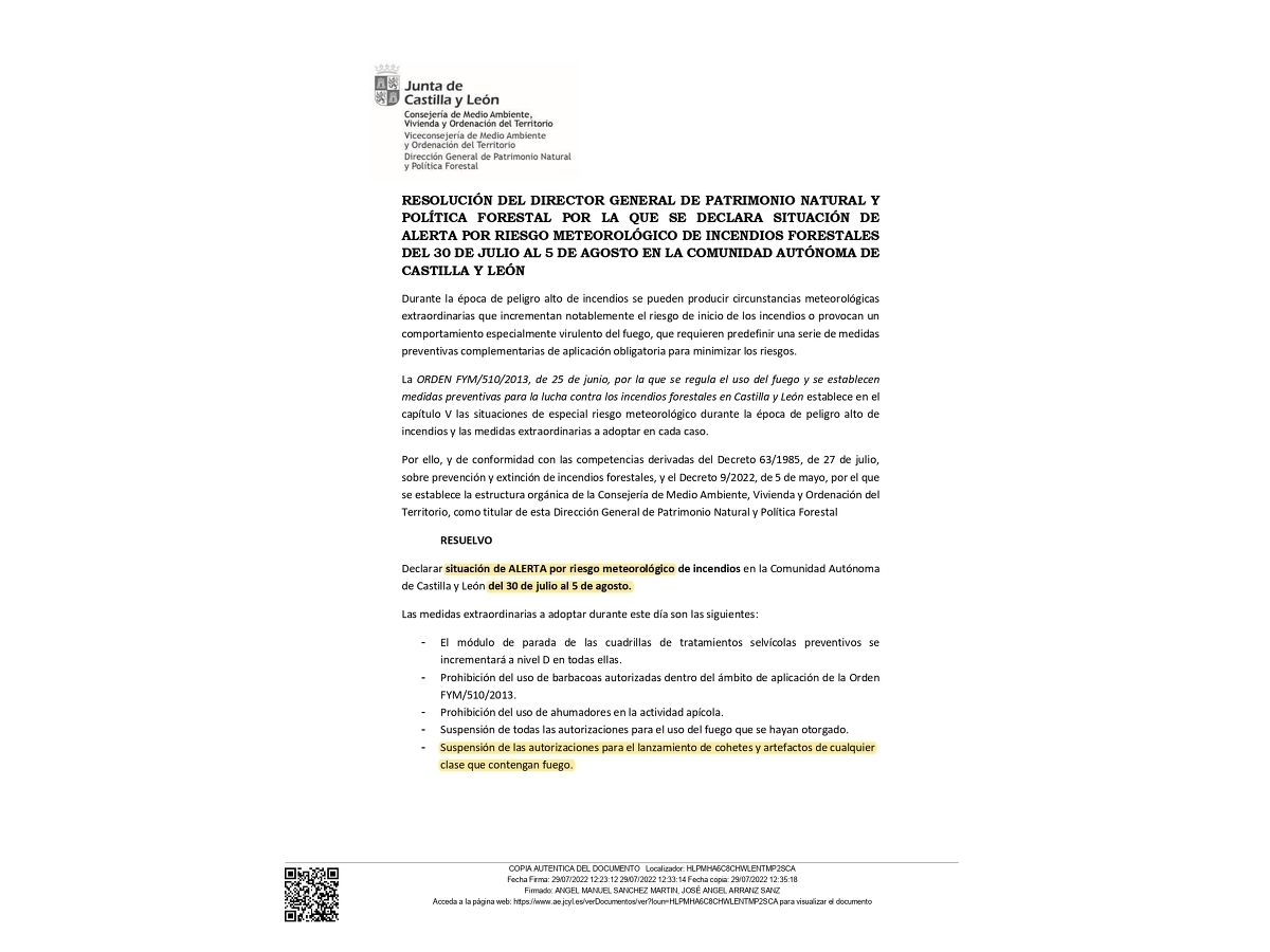 Situación de alerta por incendios: del 30 de julio al 5 de agosto - Imagen 3