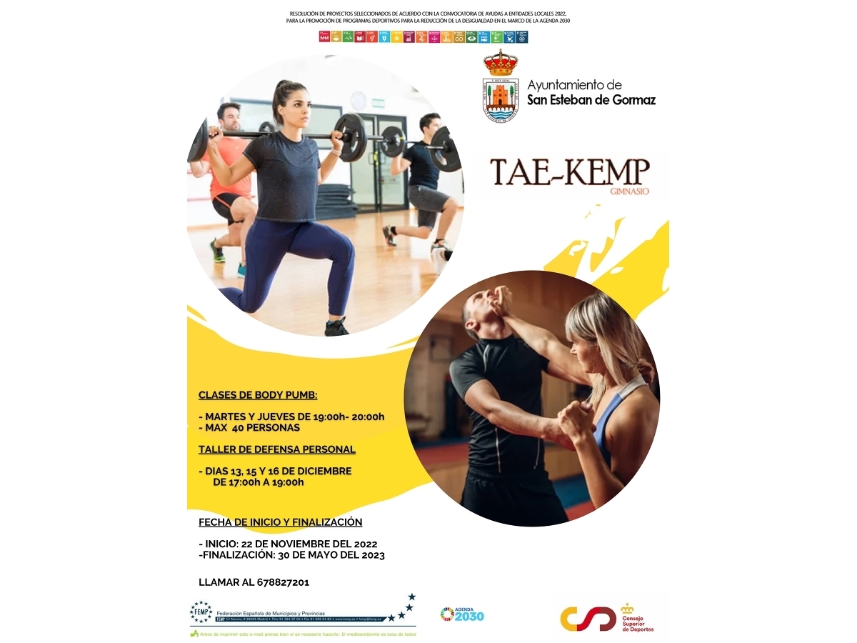 Taller de defensa personal y clases de body bump