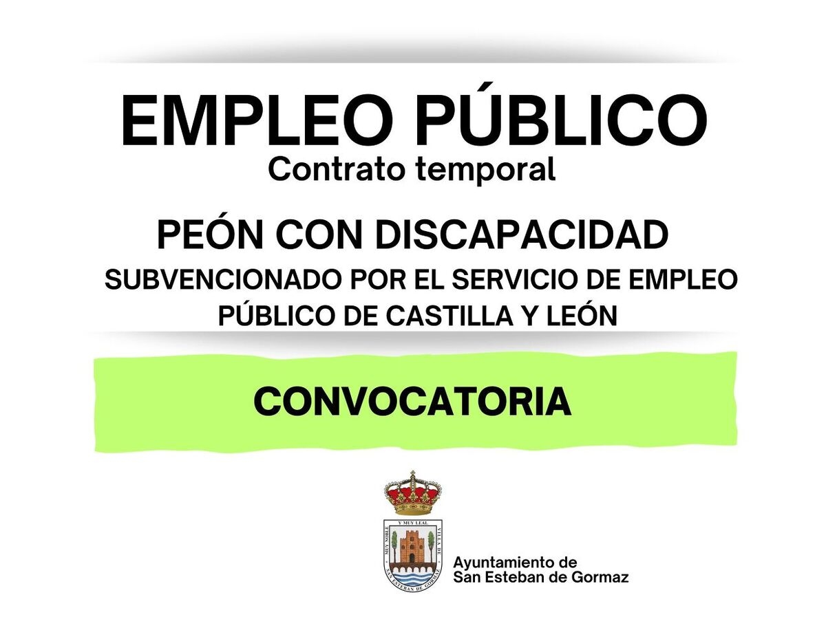 Oferta de empleo: peón con discapacidad