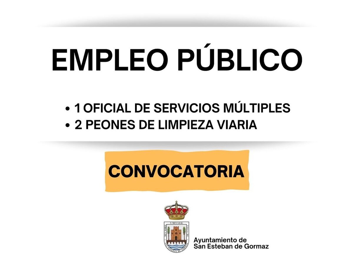 Oferta de empleo público: Oficial de S.M. y Peones de Limpieza viaria