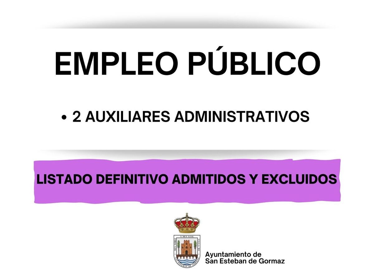 Empleo público: Listado admitidos y excluidos - Aux Administrativo