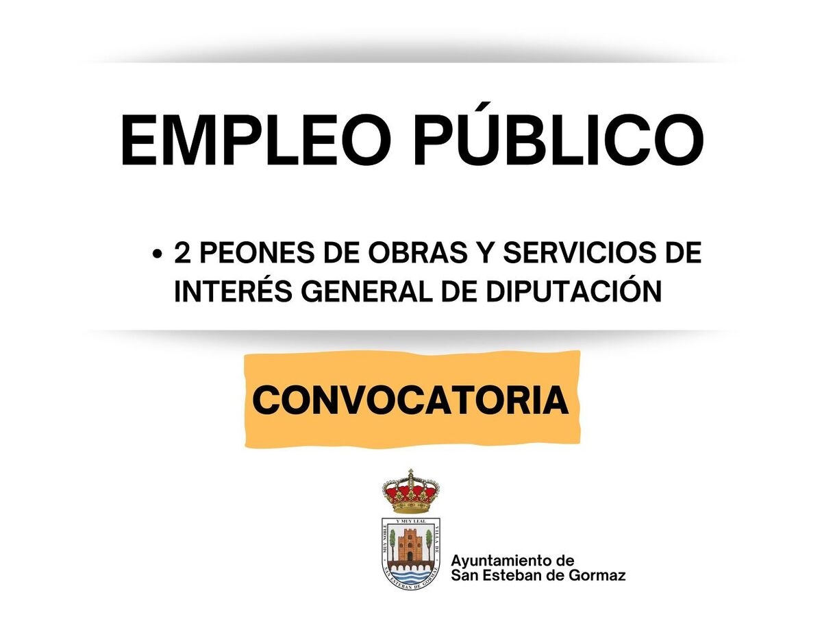 Oferta de empleo: 2 peones obras y servicios interés general