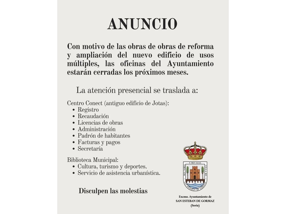 Anuncio: cierre del Ayuntamiento