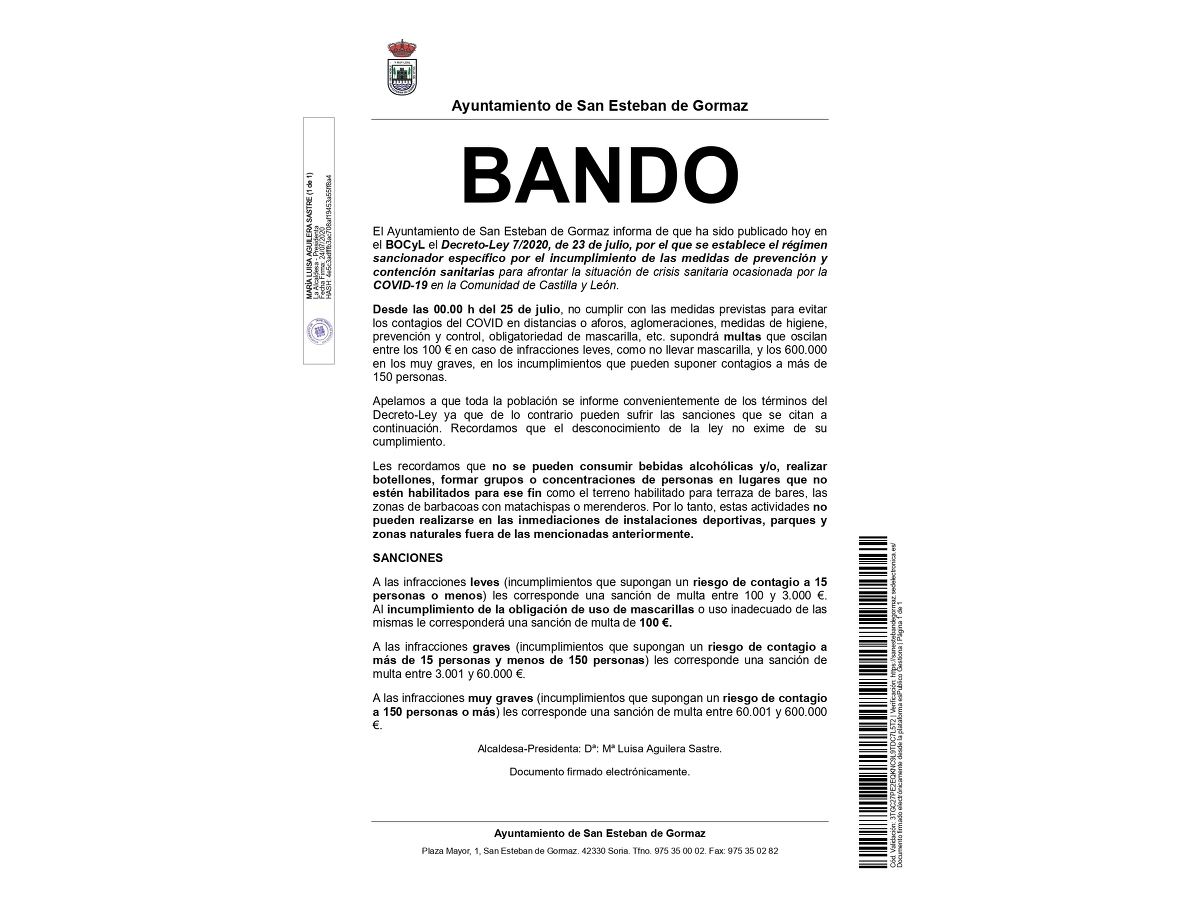 Aclaraciones sobre el incumplimiento de las medidas COVID19