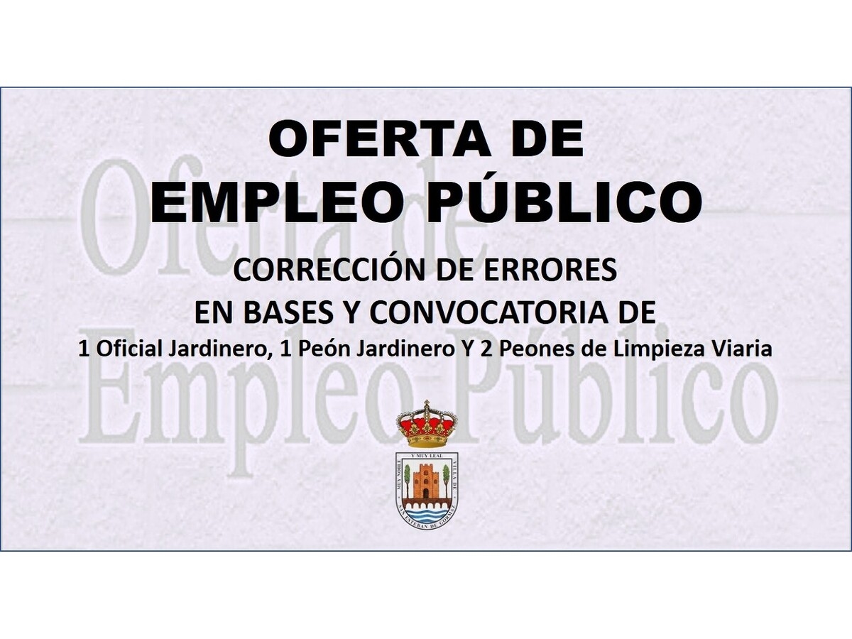 Oferta de Empleo Público: Corrección de errores