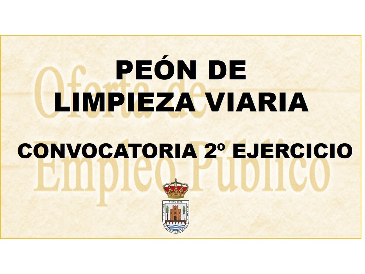Peón de Limpieza viaria: convocatoria del 2º ejercicio