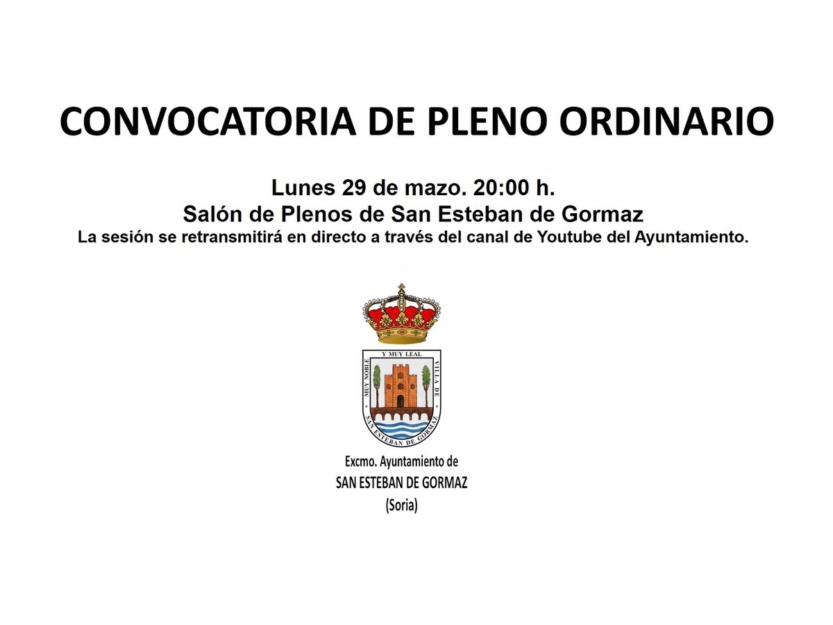 Pleno ordinario municipal: 29 de marzo
